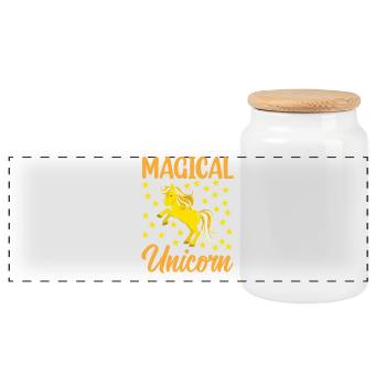 Magical Unicorn - Panoramic Cookie Jar with Wooden Lid - white - Front