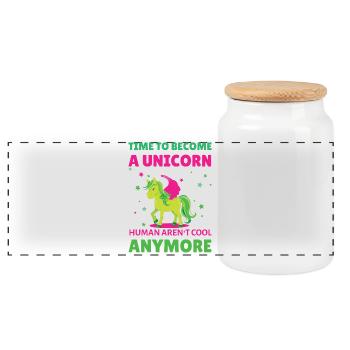 Il est temps de devenir licorne - Boîte à biscuits avec couvercle en bois - blanc - Devant