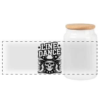 Line Dance – Western Skull Cowboy Tanz - Panorama Keksdose mit Holzdeckel - Weiß - Vorne