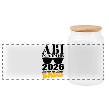 ABInator 2026 - Panoramic Cookie Jar with Wooden Lid - white - Front