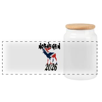 Elch 2026  - Panorama Keksdose mit Holzdeckel - Weiß - Vorne