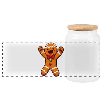 Frohe Lebkuchenmann-Weihnachtszeichentrickserie - Panorama Keksdose mit Holzdeckel - Weiß - Vorne
