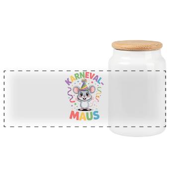 Costume de la souris de carnaval - Boîte à biscuits avec couvercle en bois - blanc - Devant