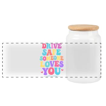 Drive carefully, someone loves you - Panoramic Cookie Jar with Wooden Lid - white - Front