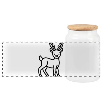 Hirsch - Panorama Keksdose mit Holzdeckel - Weiß - Vorne
