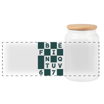 Lettres à grille de chiffrement - Boîte à biscuits avec couvercle en bois - blanc - Devant