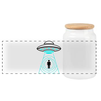 UFO Entführung Beam Me Up Vektor - Panorama Keksdose mit Holzdeckel - Weiß - Vorne