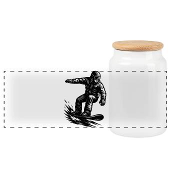 Kurz und klar Snowboard - Panorama Keksdose mit Holzdeckel - Weiß - Vorne