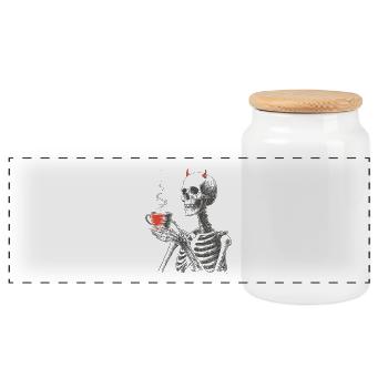 Squelette Diabolique du Café - Boîte à biscuits avec couvercle en bois - blanc - Devant