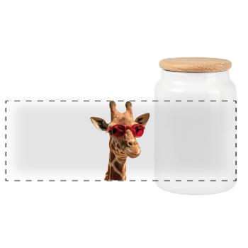 Lunettes de soleil girafe - Boîte à biscuits avec couvercle en bois - blanc - Devant