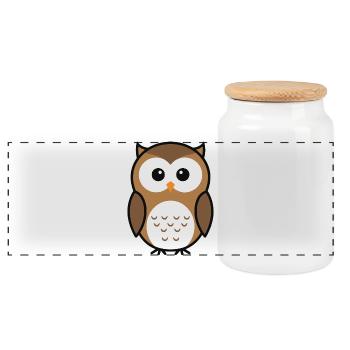 Süßer neugieriger Eule minimalistischen Stil - Panorama Keksdose mit Holzdeckel - Weiß - Vorne