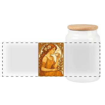 Art Nouveau Pin-Up Vintage Coffee Shirt Gift - Panoramic Cookie Jar with Wooden Lid - white - Front
