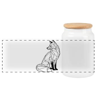 eleganter Fuchs - Panorama Keksdose mit Holzdeckel - Weiß - Vorne