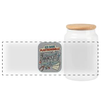 I build plastic models - Panoramic Cookie Jar with Wooden Lid - white - Front