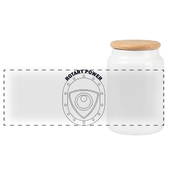 Rotary Power Shield Emblem - Panoramic Cookie Jar with Wooden Lid - white - Front