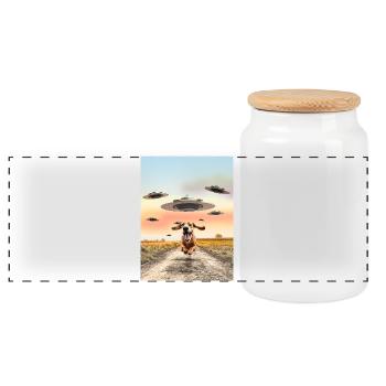 Cadeau de chien et d’OVNI pour les fans de science-fiction - Boîte à biscuits avec couvercle en bois - blanc - Devant