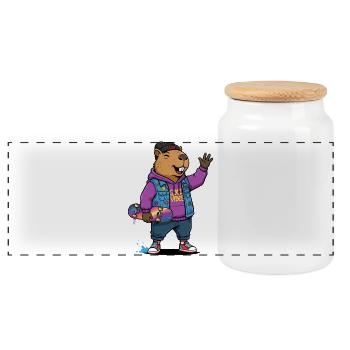 Beaver Skate Vibes Pullover Hoodie - Panoramic Cookie Jar with Wooden Lid - white - Front