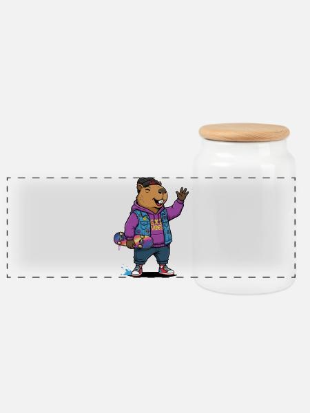 Beaver Skate Vibes Pullover Hoodie - Panoramic Cookie Jar with Wooden Lid - white
