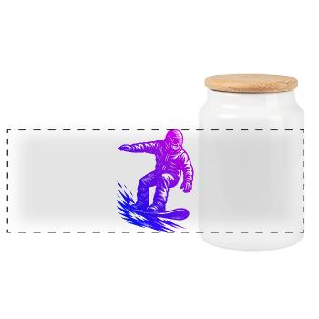 Motif emblématique du snowboard - Boîte à biscuits avec couvercle en bois - blanc - Devant