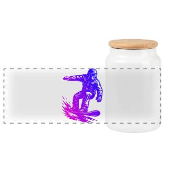 Motif de snowboard amusant - Boîte à biscuits avec couvercle en bois - blanc - Devant