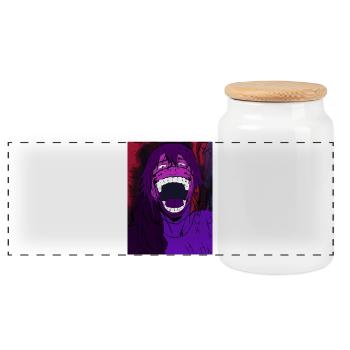 Rire maudit - Boîte à biscuits avec couvercle en bois - blanc - Devant