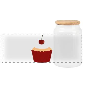 Kirschcreme-Cupcake-Zauber - Panorama Keksdose mit Holzdeckel - Weiß - Vorne