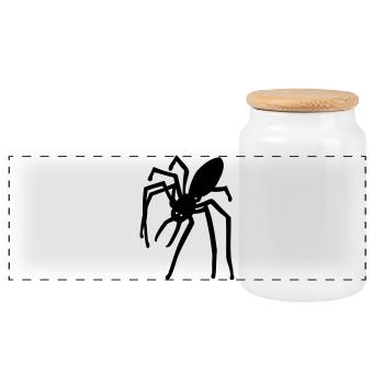 spider - Panoramic Cookie Jar with Wooden Lid - white - Front