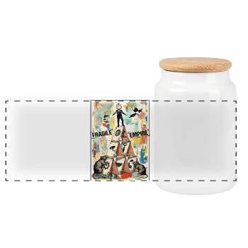 Fragile Empire Kartenhaus Systemkritik - Panoramic Cookie Jar with Wooden Lid - white - Front