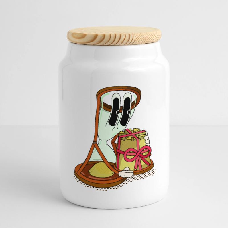 PRESENTE Biscottiera con coperchio in legno