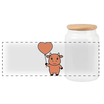 Mignonne Vecteur d’amour en forme de cœur de vache - Boîte à biscuits avec couvercle en bois - blanc - Devant