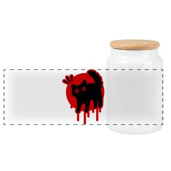 Chat Chat - Boîte à biscuits avec couvercle en bois - blanc - Devant