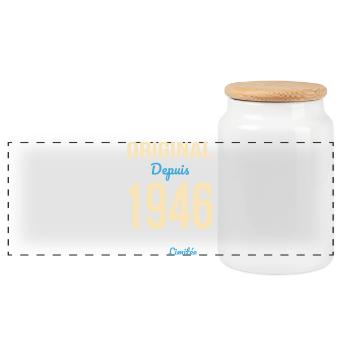 Original since 1946 – 80th anniversary - Panoramic Cookie Jar with Wooden Lid - white - Front