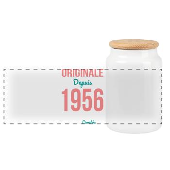Original since 1956 – 70th anniversary - Panoramic Cookie Jar with Wooden Lid - white - Front