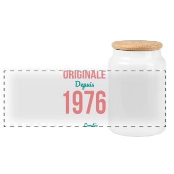 Original since 1976 – 50th anniversary - Panoramic Cookie Jar with Wooden Lid - white - Front
