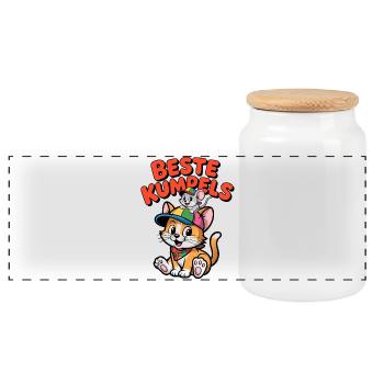 Amitié Chat-Souris des meilleurs potes - Boîte à biscuits avec couvercle en bois - blanc - Devant
