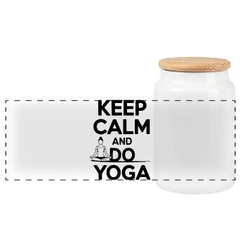 Restez calme et faites du yoga - Boîte à biscuits avec couvercle en bois - blanc - Devant