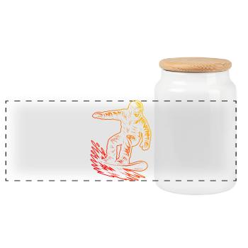 Un motif juste pour le snowboard - Boîte à biscuits avec couvercle en bois - blanc - Devant