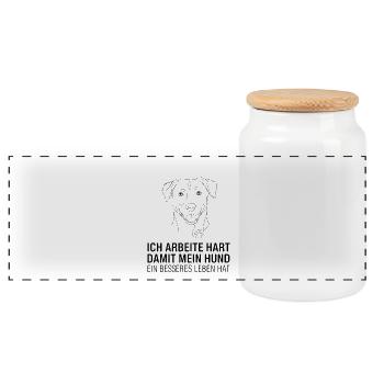 Je travaille dur pour mon chien - Boîte à biscuits avec couvercle en bois - blanc - Devant
