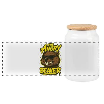 Le castor en colère - Boîte à biscuits avec couvercle en bois - blanc - Devant