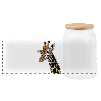 Giraffe - Panoramic Cookie Jar with Wooden Lid - white - Front