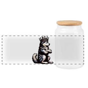 Husky Huskys Huskybesitzer Huskyhalter Huskyfan  - Panorama Keksdose mit Holzdeckel - Weiß - Vorne