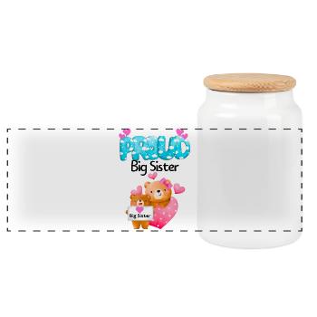 Grandes Ours en Peluche Fière - Boîte à biscuits avec couvercle en bois - blanc - Devant