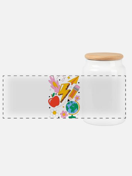 Schule Einschulung - Panorama Keksdose mit Holzdeckel - Weiß