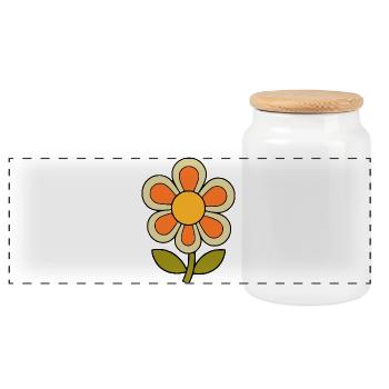 Flowerpower rétro à motifs floraux des années 70 - Boîte à biscuits avec couvercle en bois - blanc - Devant