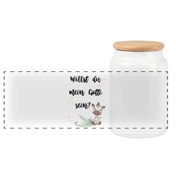 Do you want to be my godfather? - Panoramic Cookie Jar with Wooden Lid - white - Front