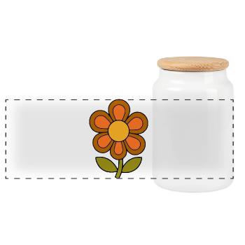 70s flower pattern retro flowerpower - Panoramic Cookie Jar with Wooden Lid - white - Front