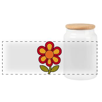 70s flower pattern retro flowerpower - Panoramic Cookie Jar with Wooden Lid - white - Front