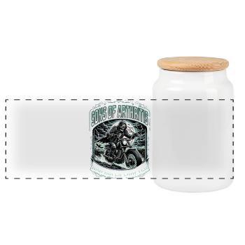Sons of Arthritis, Ibuprofen Chapter, Motorrad  - Panorama Keksdose mit Holzdeckel - Weiß - Vorne