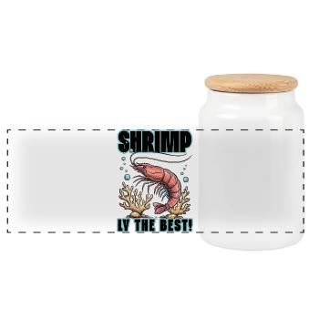 Shrimp Humor Shrimply Das Beste - Panorama Keksdose mit Holzdeckel - Weiß - Vorne