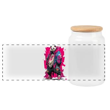 Panda Streetpunk Neonjacke - Panorama Keksdose mit Holzdeckel - Weiß - Vorne